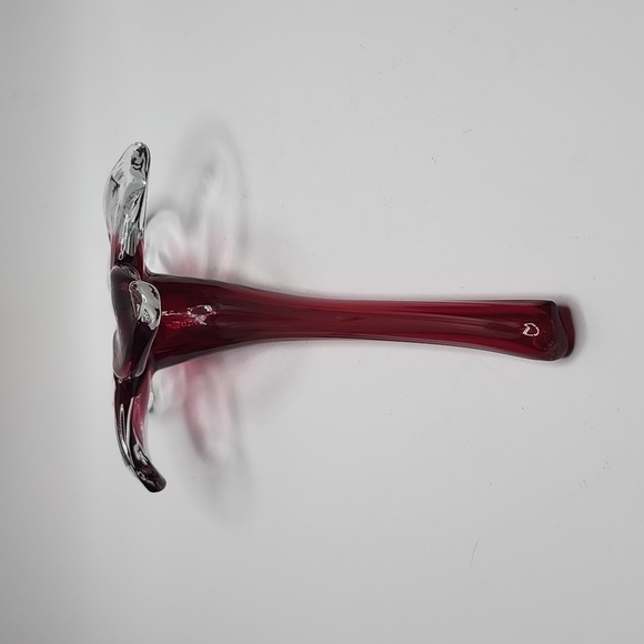 Hand-blown Glass Raspberry Hibiscus Flower - Picture 2 of 6